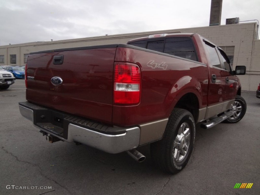 2006 F150 XLT SuperCrew 4x4 - Dark Toreador Red Metallic / Tan photo #5
