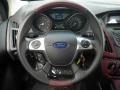 Tuscany Red Leather 2012 Ford Focus SE Sport Sedan Steering Wheel