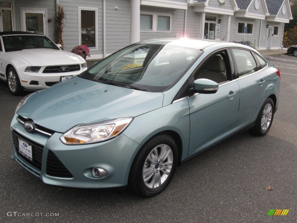 2012 Focus SEL Sedan - Frosted Glass Metallic / Stone photo #3