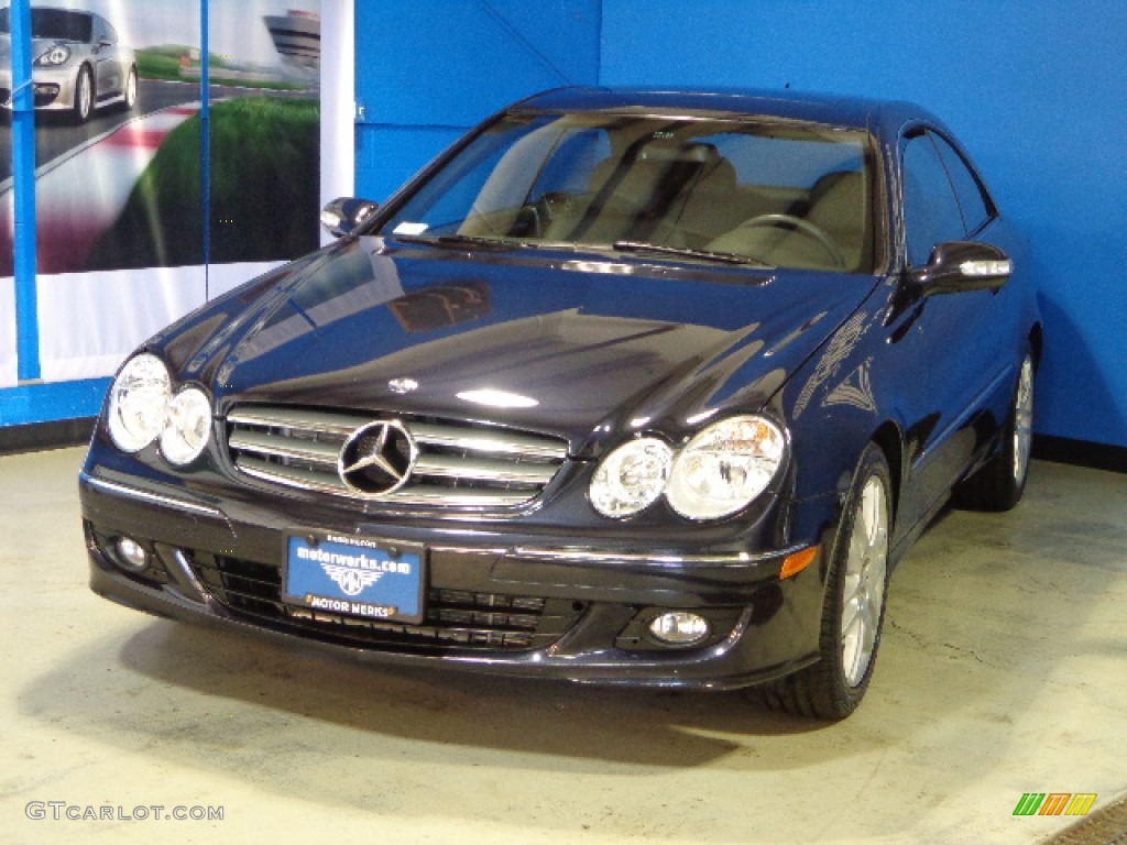 2008 CLK 350 Coupe - Majestic Black Metallic / Black photo #3