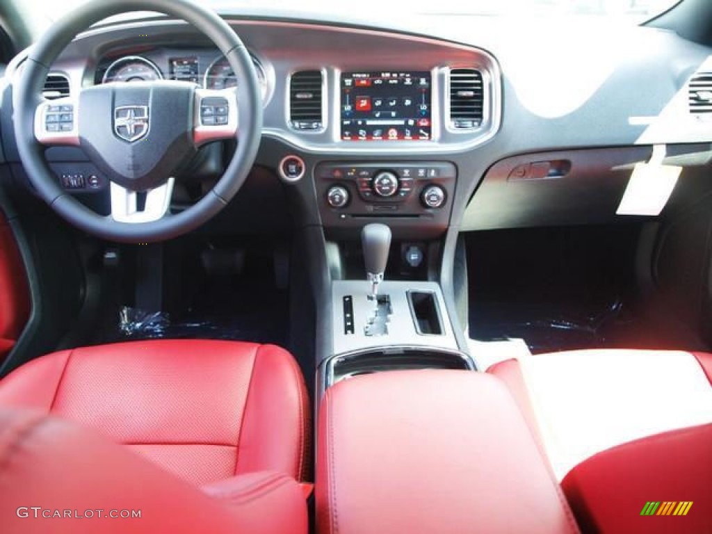 2013 Dodge Charger R/T Plus Black/Red Dashboard Photo #72865623