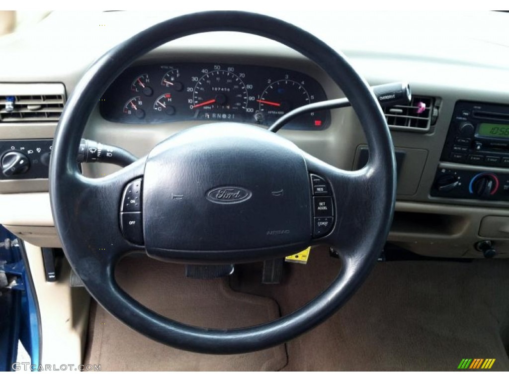2001 Ford F250 Super Duty XLT SuperCab 4x4 Medium Parchment Steering Wheel Photo #72870450