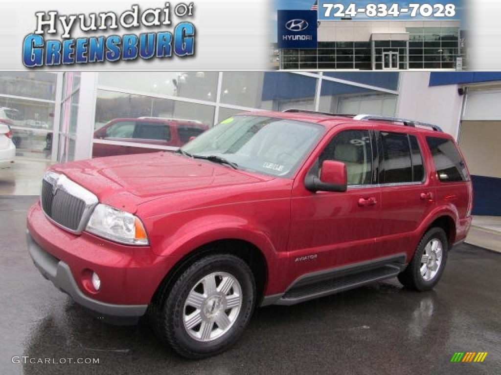 2003 Aviator Luxury AWD - Vivid Red Metallic / Light Parchment photo #1