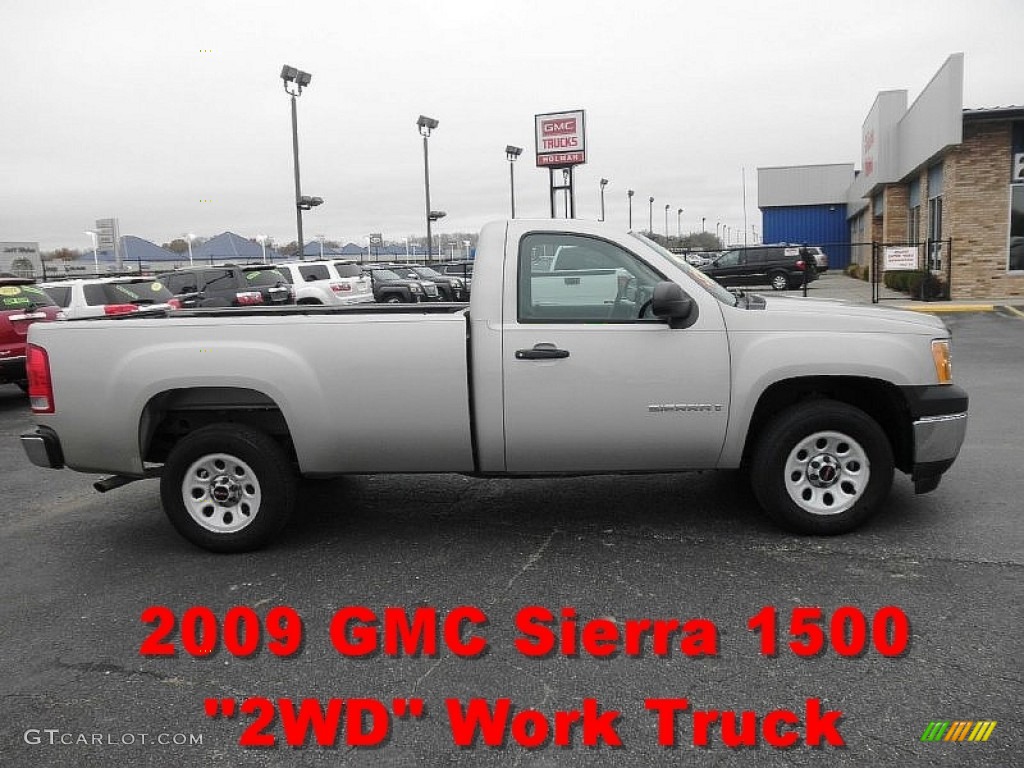 2009 Sierra 1500 Work Truck Regular Cab - Silver Birch Metallic / Dark Titanium photo #1