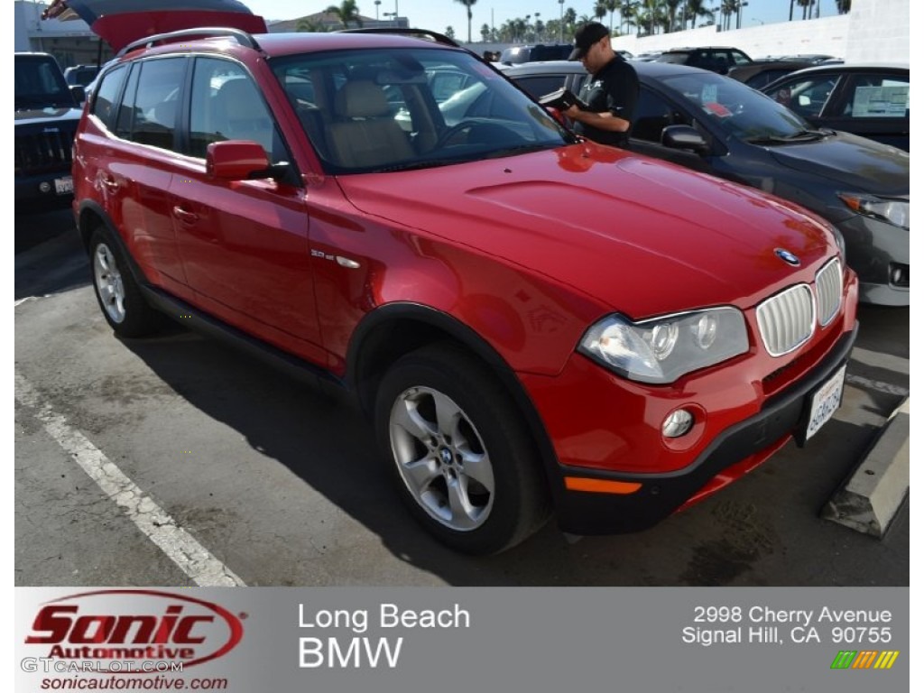 2008 X3 3.0si - Crimson Red / Beige photo #1