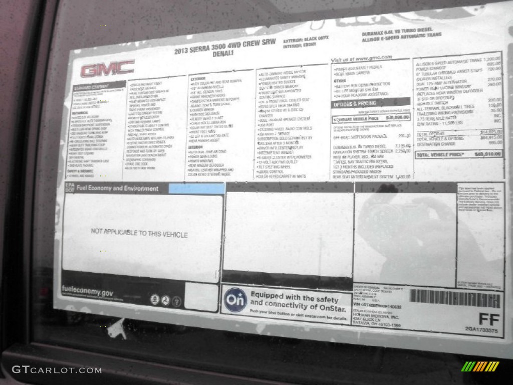 2013 GMC Sierra 3500HD Denali Crew Cab 4x4 Window Sticker Photos