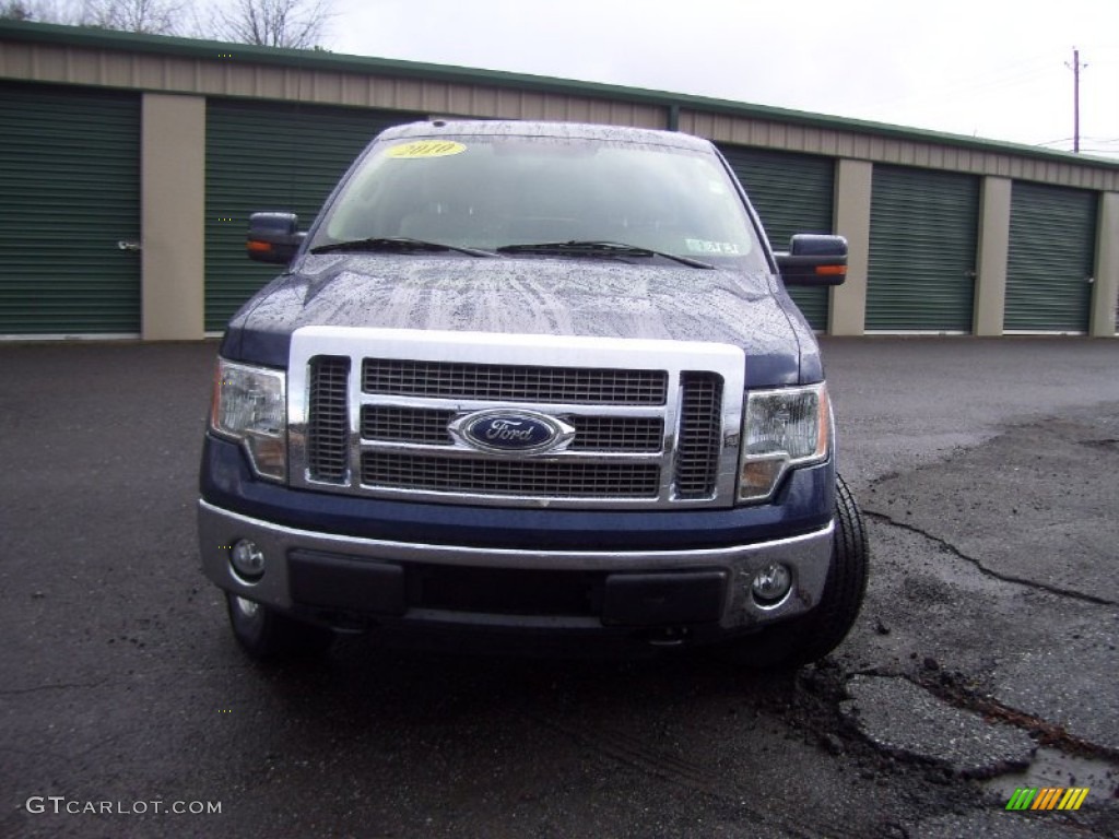 2010 F150 Lariat SuperCrew 4x4 - Dark Blue Pearl Metallic / Tan photo #2
