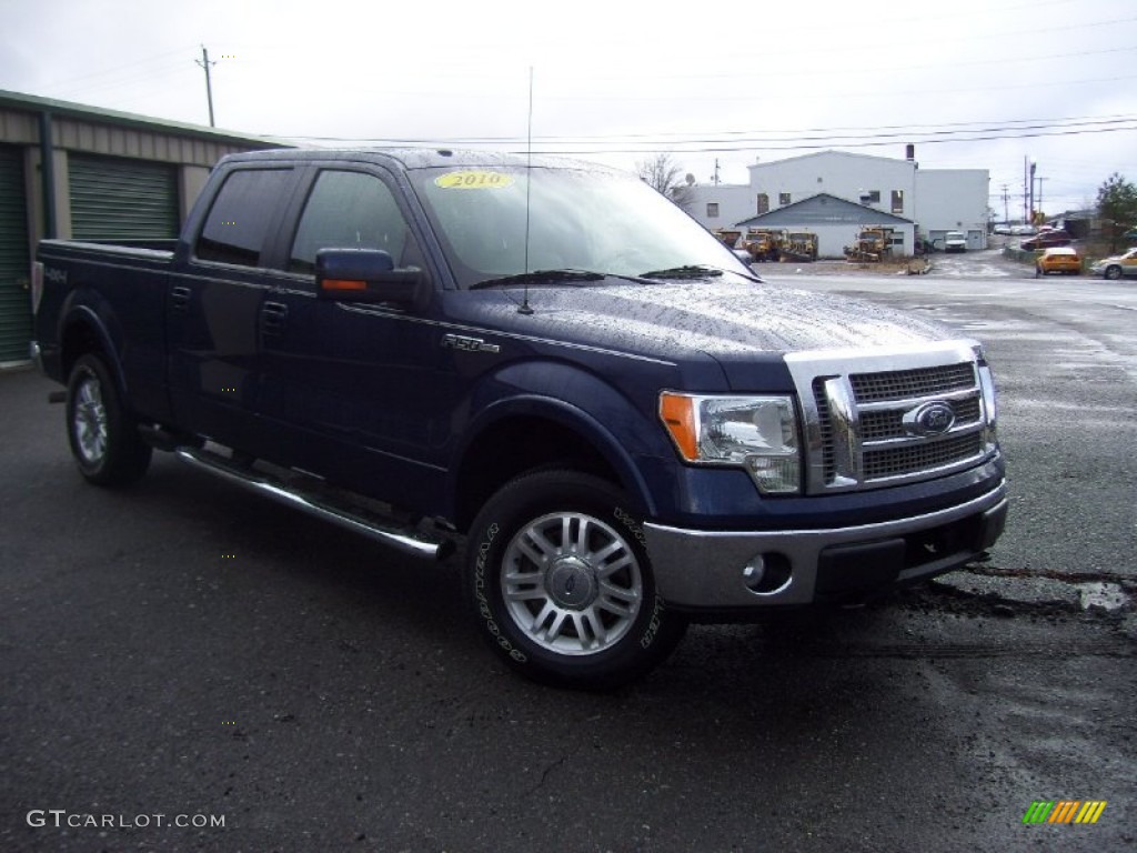 2010 F150 Lariat SuperCrew 4x4 - Dark Blue Pearl Metallic / Tan photo #3
