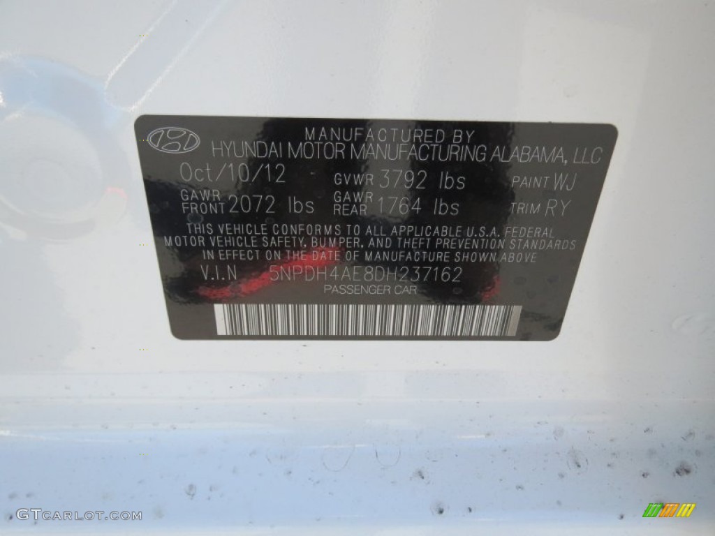 2013 Elantra Limited - Shimmering White / Black photo #33