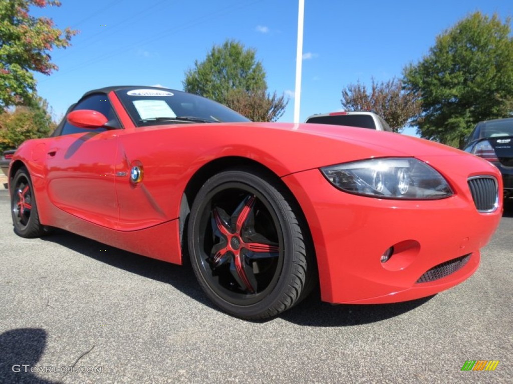 2003 Z4 2.5i Roadster - Bright Red / Pearl Grey photo #4