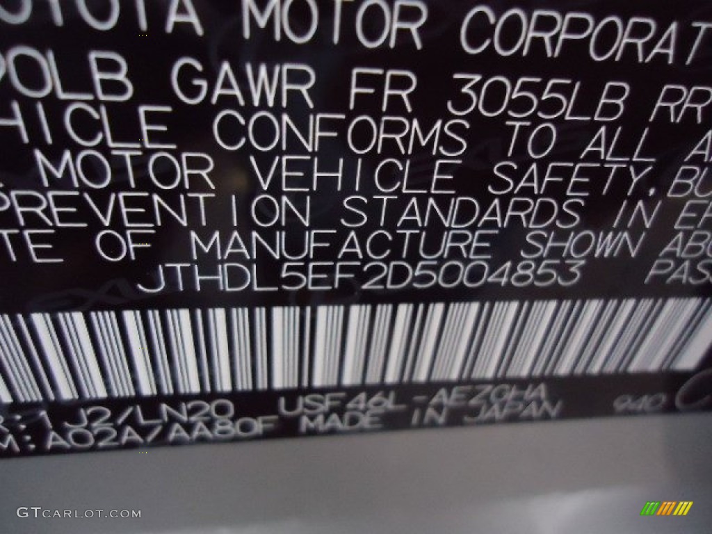 2013 LS Color Code 1J2 for Liquid Platinum Photo #72897015