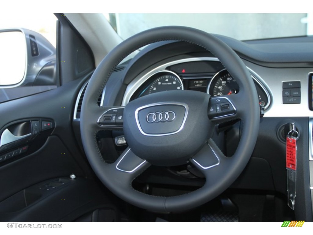 2013 Audi Q7 3.0 TFSI quattro Black Steering Wheel Photo #72898123
