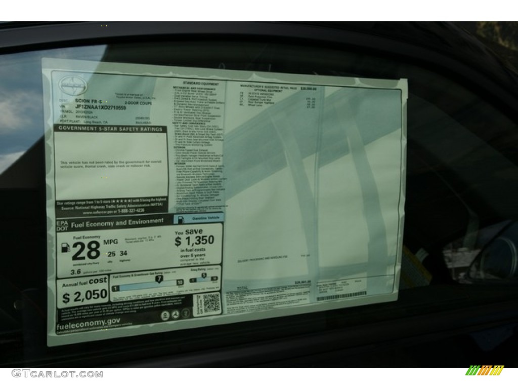2013 Scion FR-S Sport Coupe Window Sticker Photo #72898374