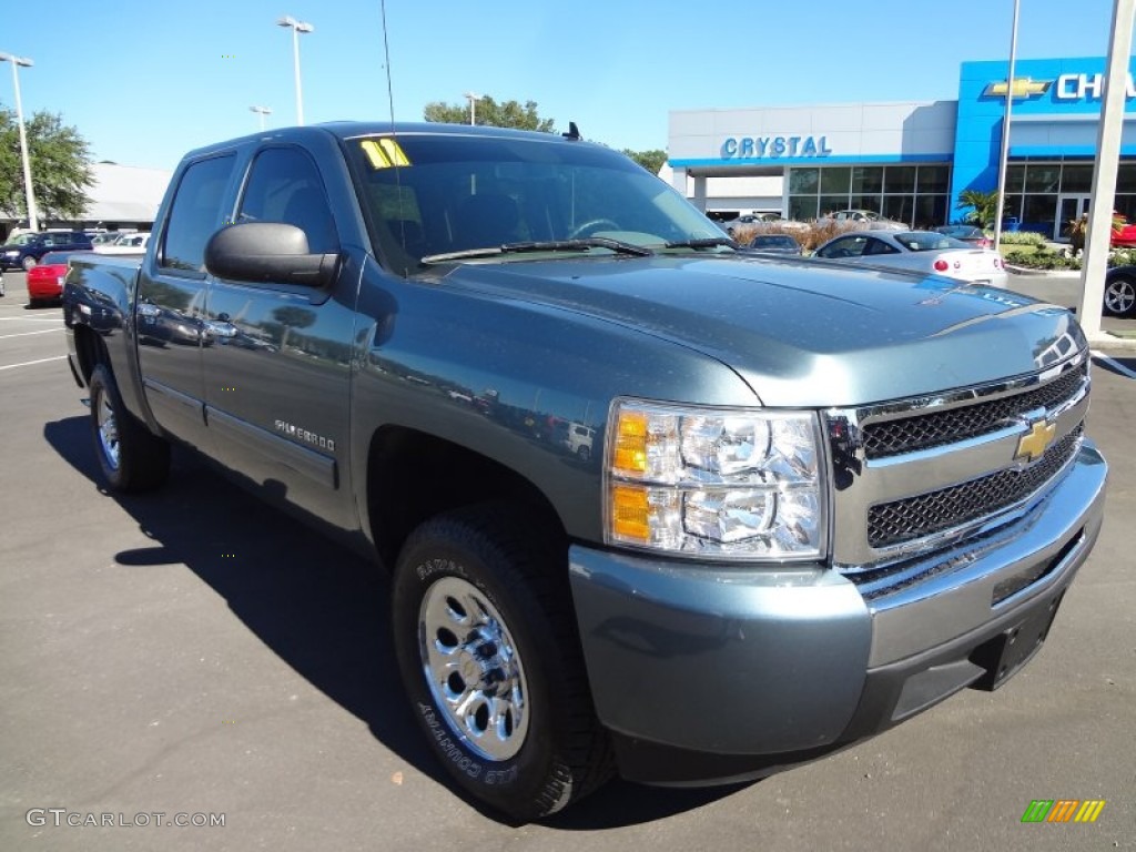 2011 Silverado 1500 LS Crew Cab - Blue Granite Metallic / Dark Titanium photo #10