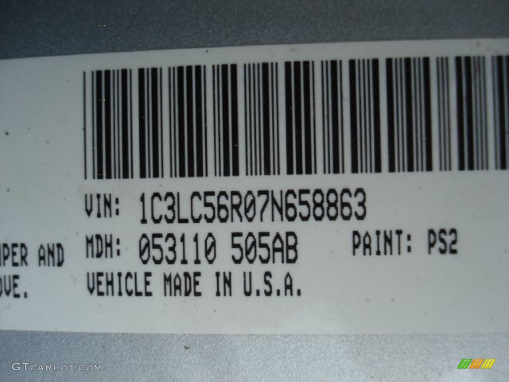 2007 Sebring Color Code PS2 for Bright Silver Metallic Photo #72903844