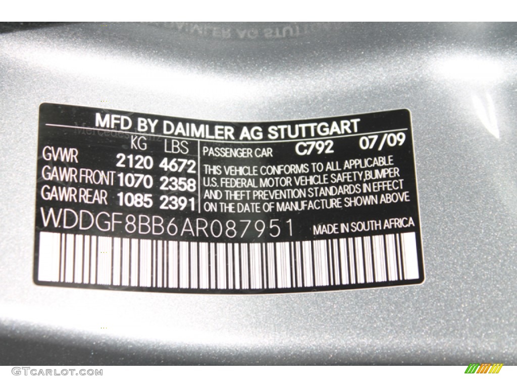2010 C Color Code 792 for Palladium Silver Metallic Photo #72906094