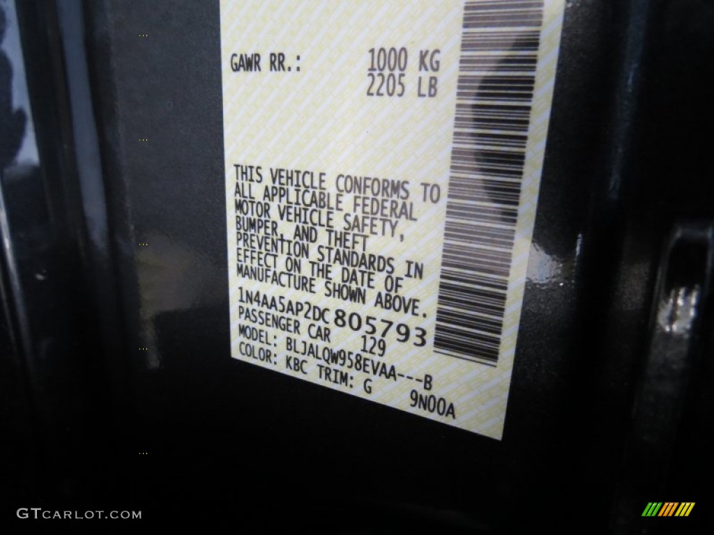 2013 Nissan Maxima 3.5 S Color Code Photos