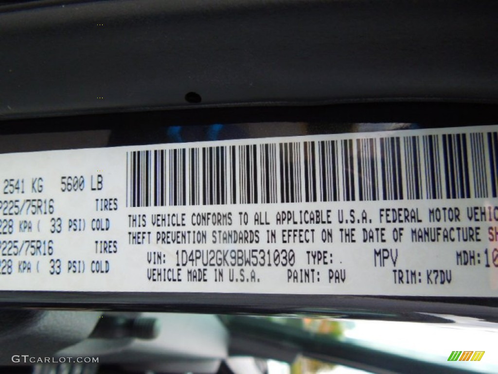 2011 Nitro Color Code PAV for Dark Charcoal Pearl Photo #72914266