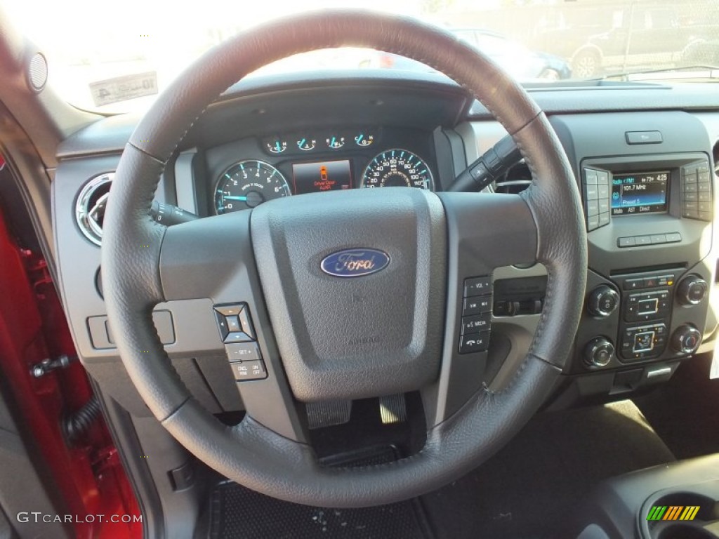 2013 Ford F150 XLT SuperCrew Steel Gray Steering Wheel Photo #72917704