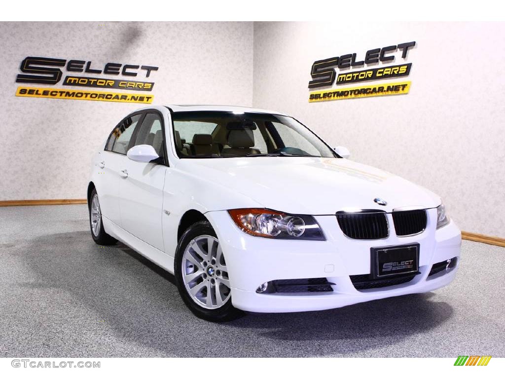 2007 3 Series 328i Sedan - Alpine White / Beige photo #3