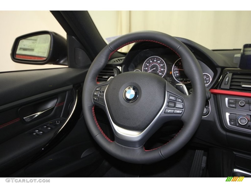 2013 BMW 3 Series 335i Sedan Black Steering Wheel Photo #72919039