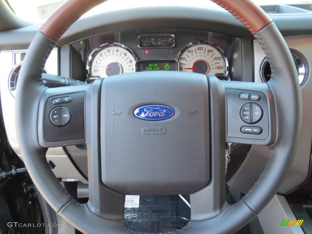 2013 Ford Expedition King Ranch 4x4 King Ranch Charcoal Black/Chaparral Leather Steering Wheel Photo #72922708