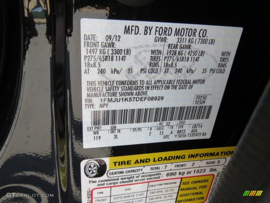 2013 Expedition Color Code UH for Tuxedo Black Photo #72923512