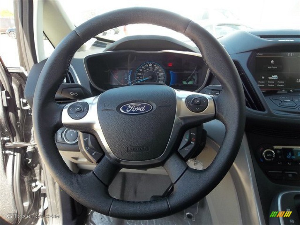 2013 Ford C-Max Hybrid SE Medium Light Stone Steering Wheel Photo #72926929