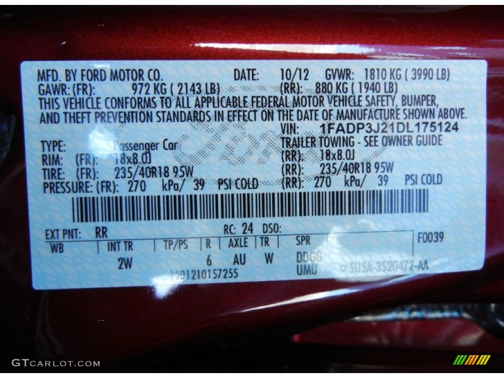 2013 Focus Color Code RR for Ruby Red Photo #72927213