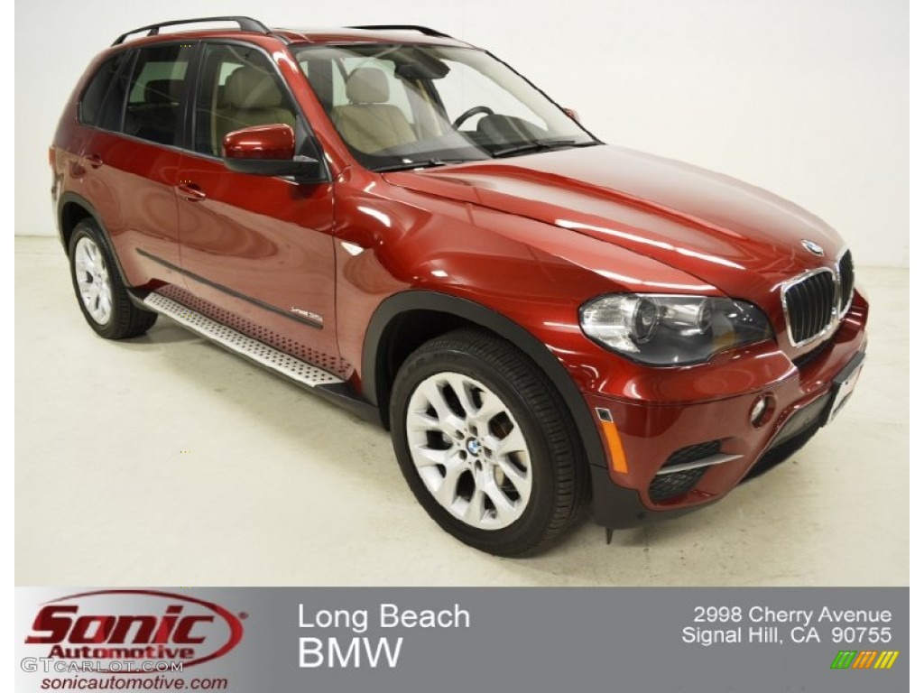 2011 X5 xDrive 35i - Vermilion Red Metallic / Sand Beige photo #1