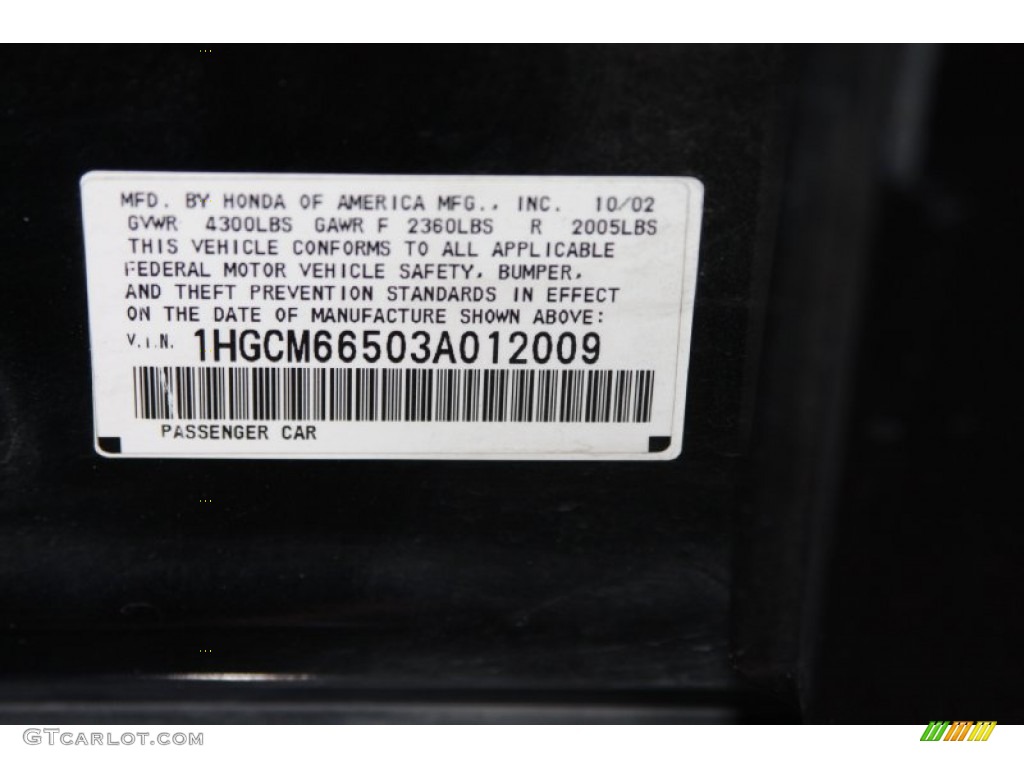 2003 Accord EX V6 Sedan - Nighthawk Black Pearl / Black photo #21