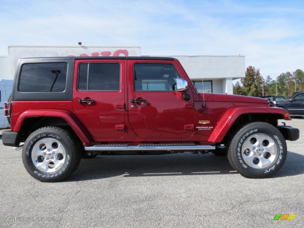 Deep Cherry Red Crystal Pearl 2013 Jeep Wrangler Unlimited Sahara 4x4 Exterior Photo #72933802