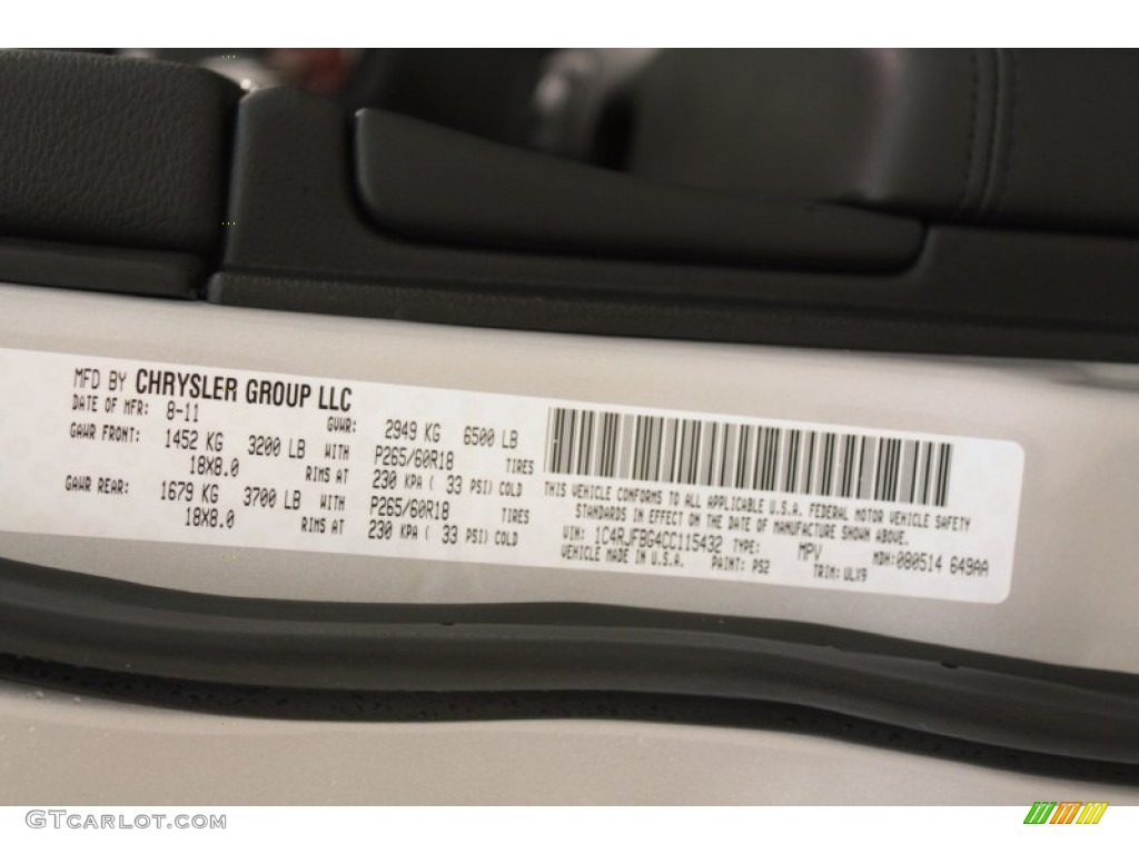 PS2 2012 Jeep Grand Cherokee Limited 4x4 Parts