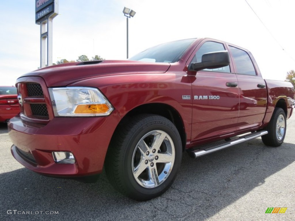 2012 Ram 1500 Express Crew Cab 4x4 - Deep Cherry Red Crystal Pearl / Dark Slate Gray/Medium Graystone photo #3