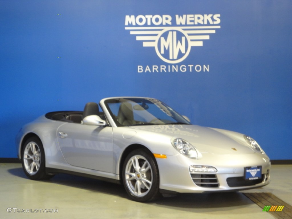 2009 911 Carrera 4 Cabriolet - Arctic Silver Metallic / Black photo #1