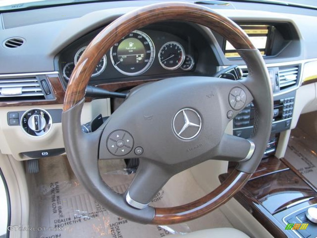 2011 Mercedes-Benz E 350 Sedan Almond/Mocha Steering Wheel Photo #72950364