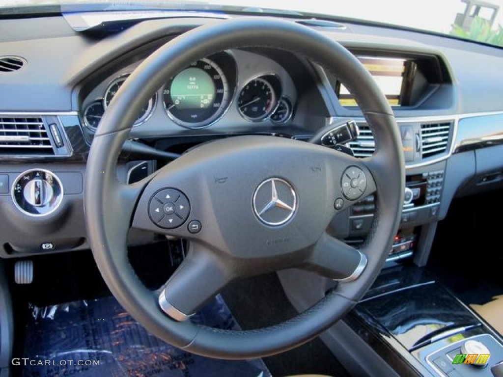 2011 Mercedes-Benz E 350 Sedan Natural Beige/Black Steering Wheel Photo #72951099