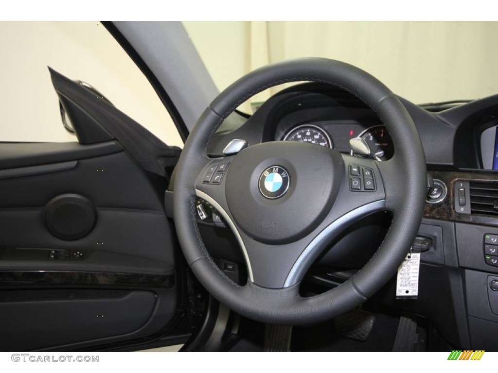 2010 BMW 3 Series 328i Coupe Black Steering Wheel Photo #72954369