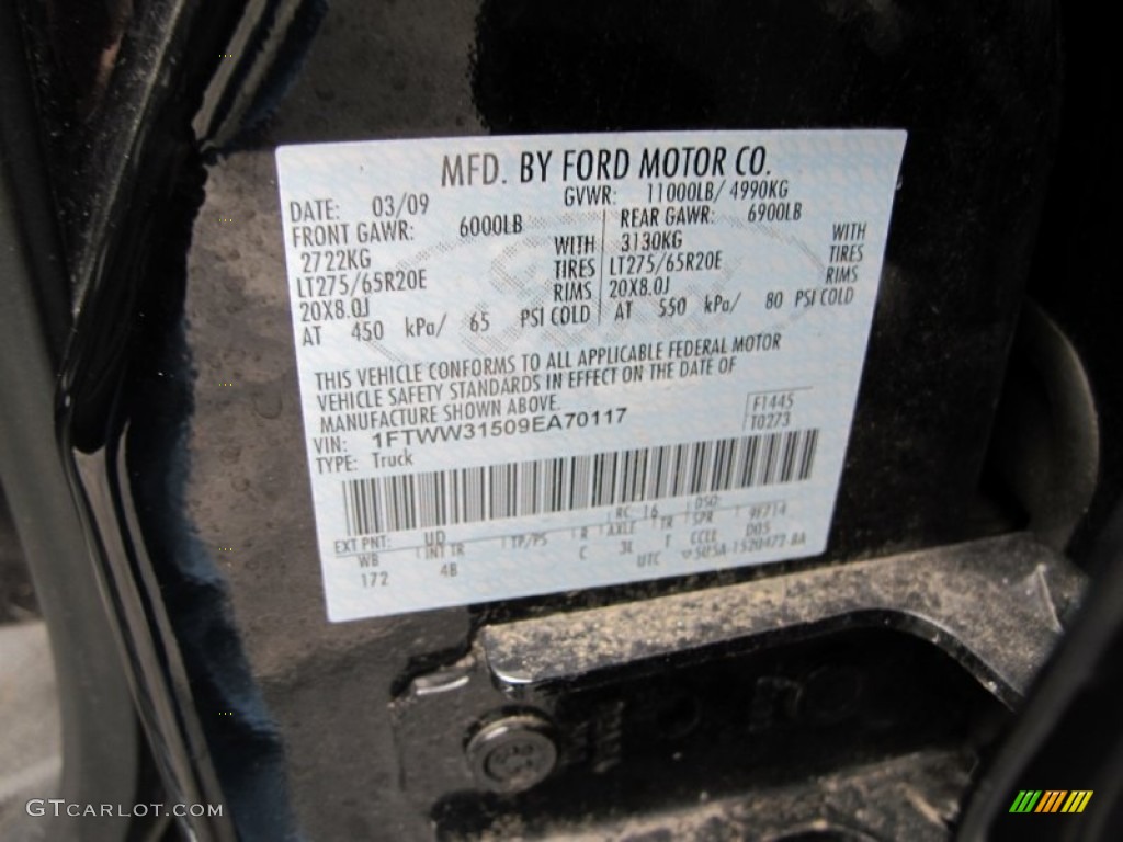 2009 F350 Super Duty Color Code UD for Black Clearcoat Photo #72954403