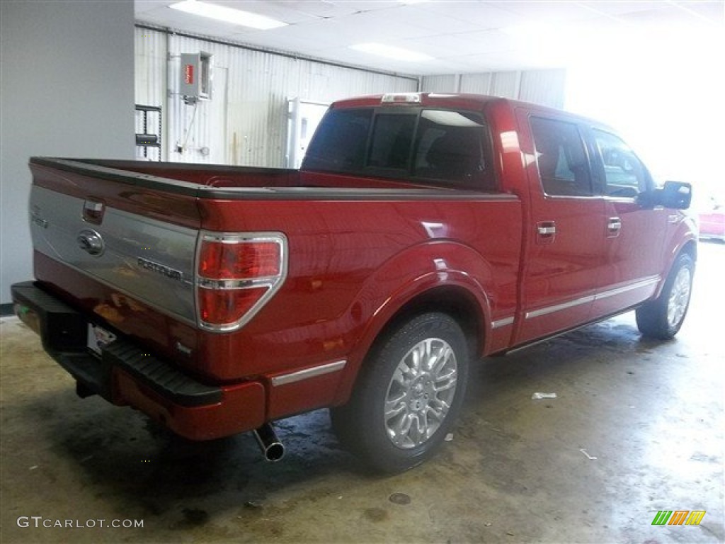 2010 F150 Platinum SuperCrew - Red Candy Metallic / Sienna Brown Leather/Black photo #3