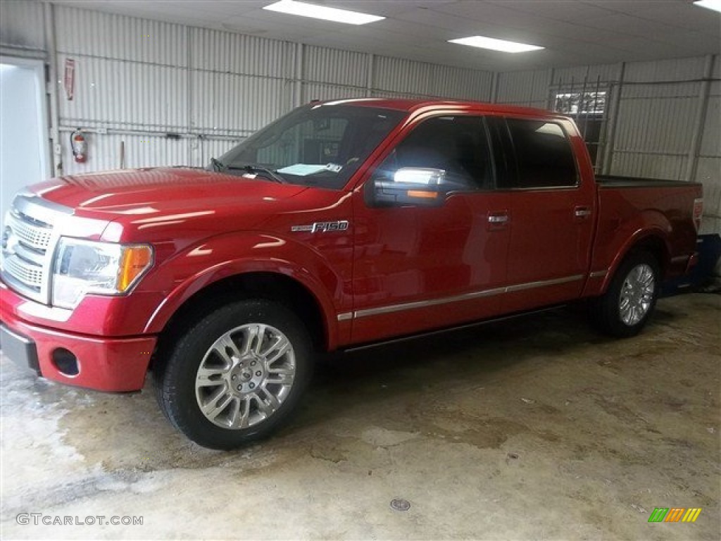 2010 F150 Platinum SuperCrew - Red Candy Metallic / Sienna Brown Leather/Black photo #6