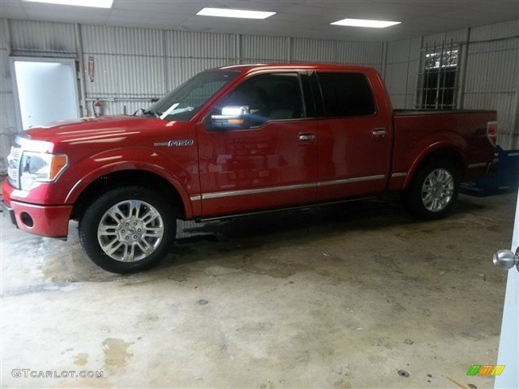 2010 F150 Platinum SuperCrew - Red Candy Metallic / Sienna Brown Leather/Black photo #8