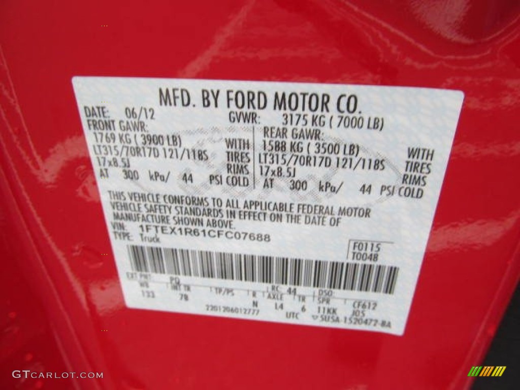 2012 F150 Color Code PQ for Race Red Photo #72956967