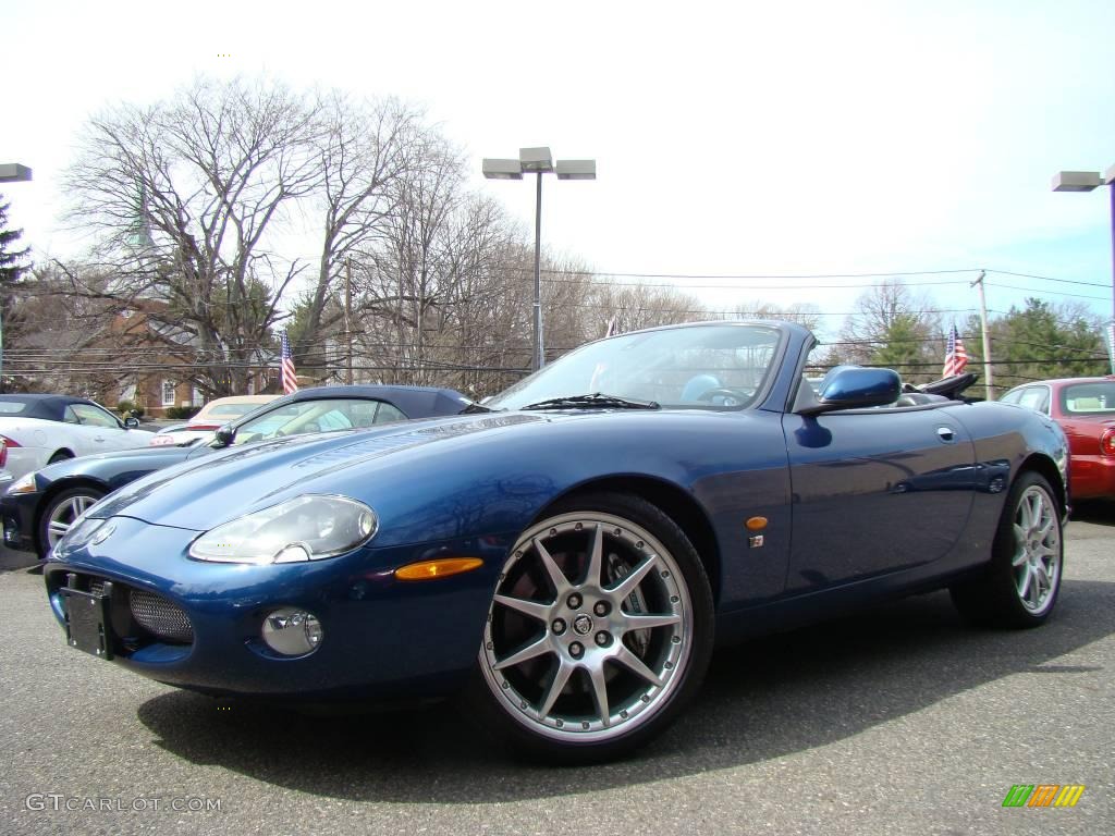 2004 XK XKR Convertible - Pacific Blue Metallic / Charcoal/Blue photo #1