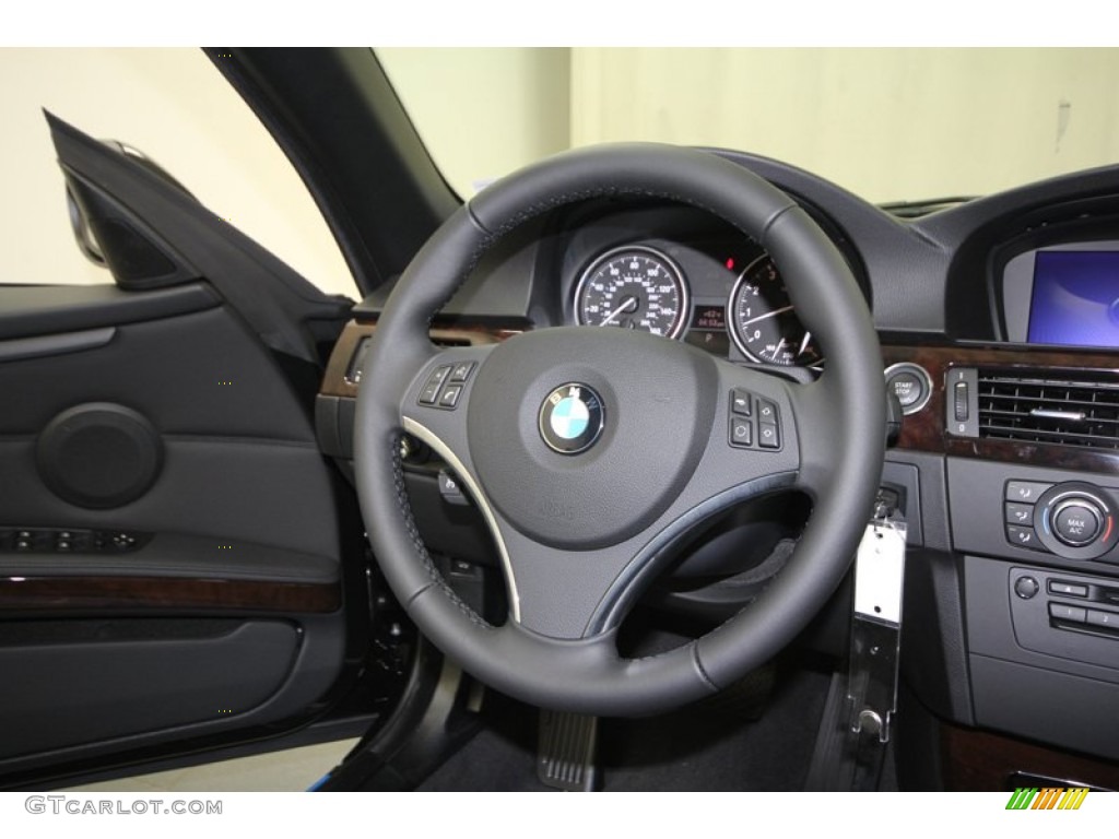 2013 BMW 3 Series 328i Convertible Black Steering Wheel Photo #72961182