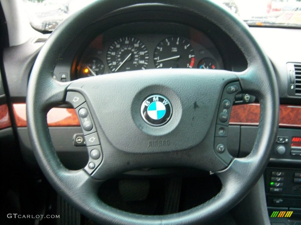 2002 BMW 5 Series 530i Sedan Black Steering Wheel Photo #72962559