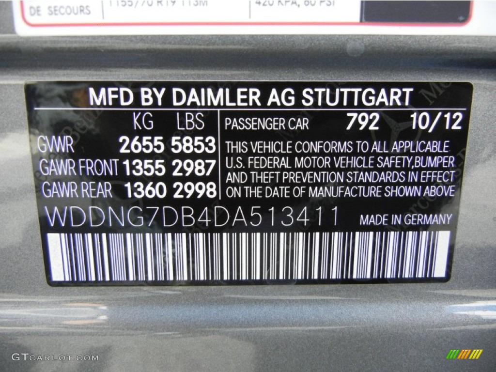 2013 S Color Code 792 for Palladium Silver Metallic Photo #72965238