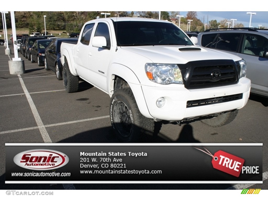 2008 Tacoma V6 TRD Sport Double Cab 4x4 - Super White / Graphite Gray photo #1