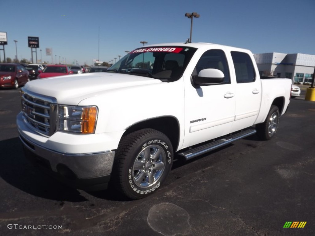 2011 Sierra 1500 SLT Crew Cab - Summit White / Very Dark Cashmere/Light Cashmere photo #1