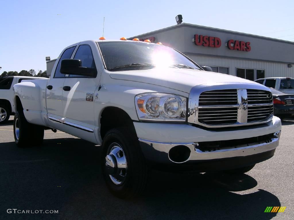 2008 Ram 3500 Big Horn Edition Quad Cab 4x4 Dually - Bright White / Medium Slate Gray photo #1